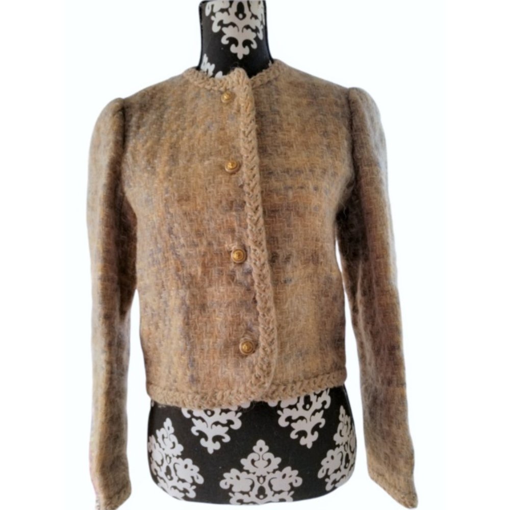 VTG SOO YUNG LEE Women's Woven Wool Cardigan Size 10